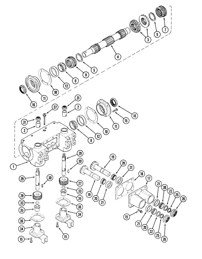Схема 199488C1, CASE IH 1063, розділ 09-19 · STALK ROLL DRIVE GEAR ASSEMBLY