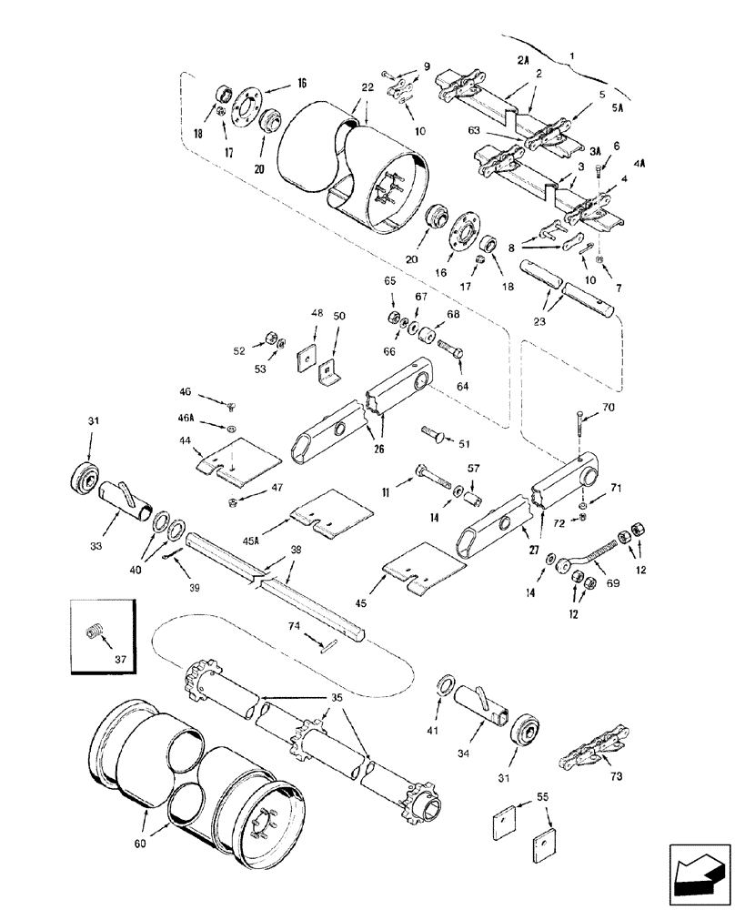 Схема 196359A2, CASE IH 2588, розділ 60.105.01 · FEEDER - CONVEYOR - 3 STRAND CONVEYOR CHAIN