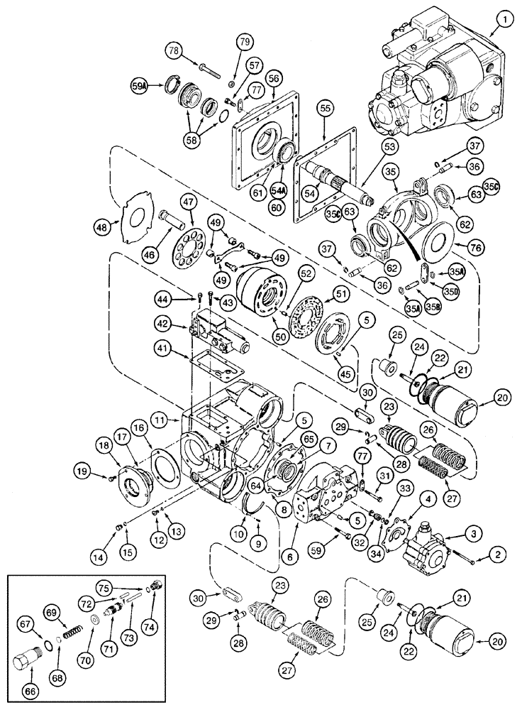 Схема 1346205C1, CASE IH 2388, розділ 6-029 · PUMP ASSY - HYDROSTATIC