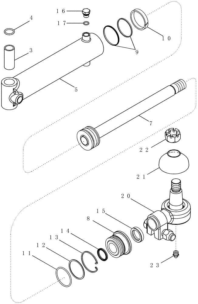 Схема 435664A1, CASE IH MX210, розділ 05-48 · STEERING CYLINDER ASSEMBLY - MFD, 10 BOLT HUB, BSN