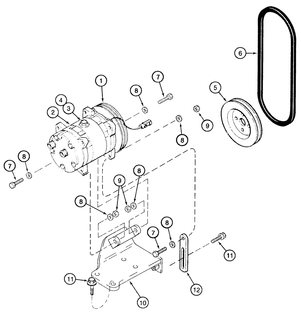 Схема 235414A1, CASE IH 2377, розділ 09G-21 · AIR CONDITIONING - COMPRESSOR MOUNTING AND DRIVE