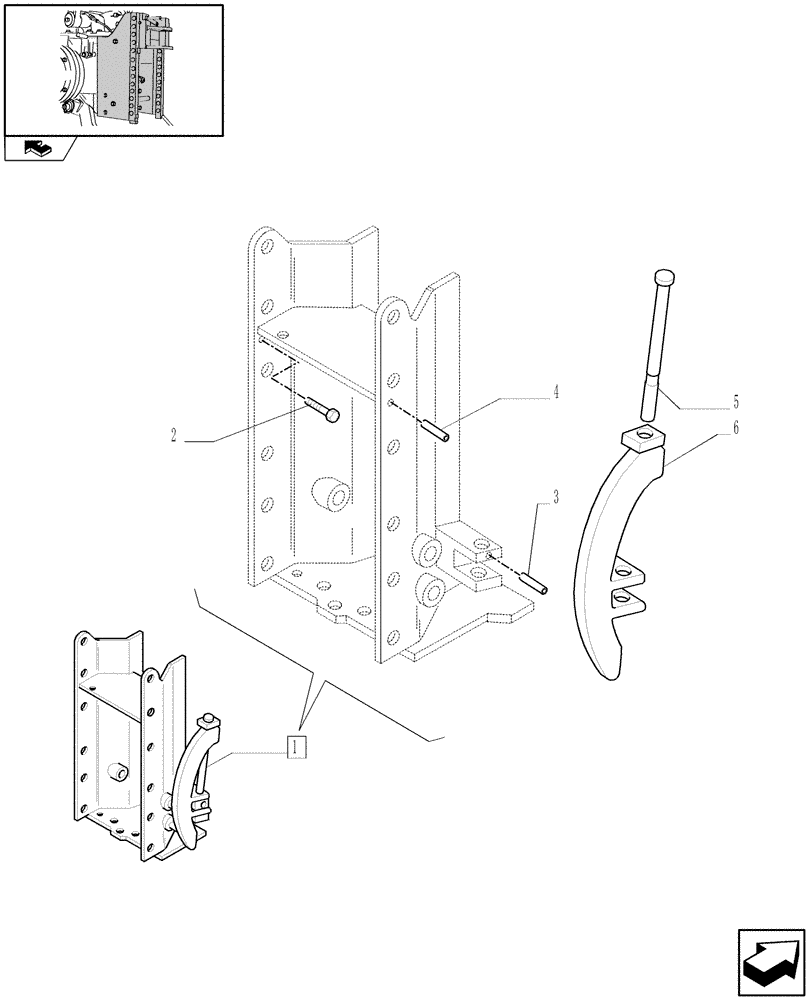 Схема 412155, CASE IH QUANTUM 95N, розділ 1.89.0/ A · TOW HOOK SUPPORT - BREAKDOWN