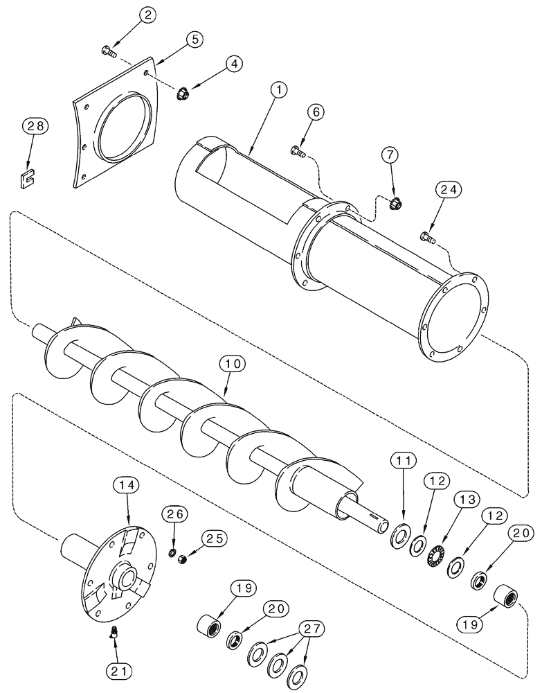 Схема 495-81076, CASE IH 2388, розділ 9D-19 · AUGER ASSEMBLY - TAILINGS DELIVERY