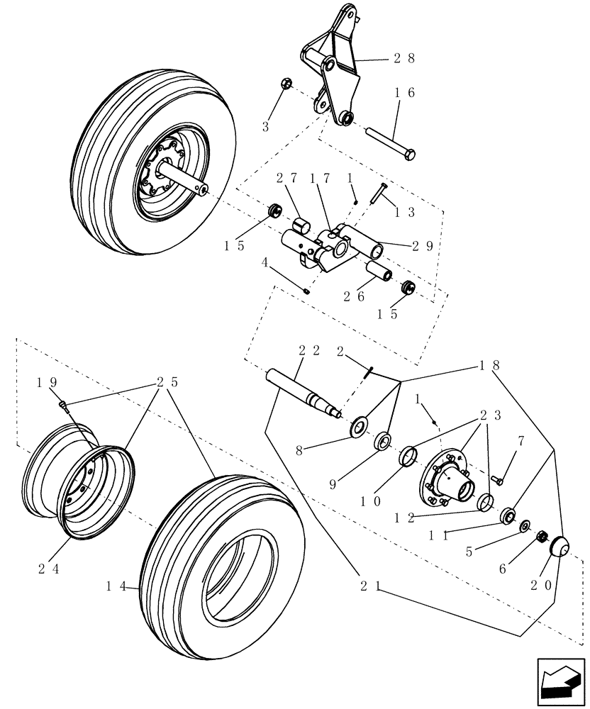 Схема 512725, CASE IH 400, розділ 44.100.02 · REAR WALKBEAM, 8 BOLT HUB AND SPINDLE, CENTER SECTION - 51' AND 57' INTERROW MODELS
