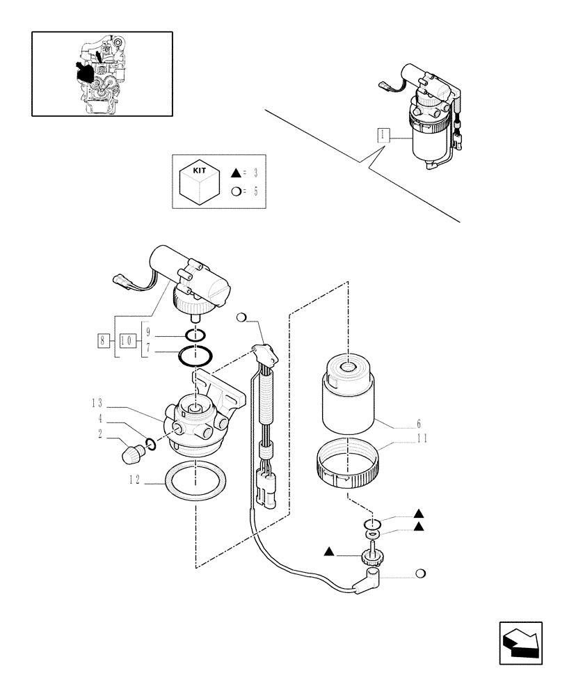 Схема 84477355, CASE IH MXM130, розділ 0.14.0/ A · FILTER ASSEMBLY, FUEL/WATER