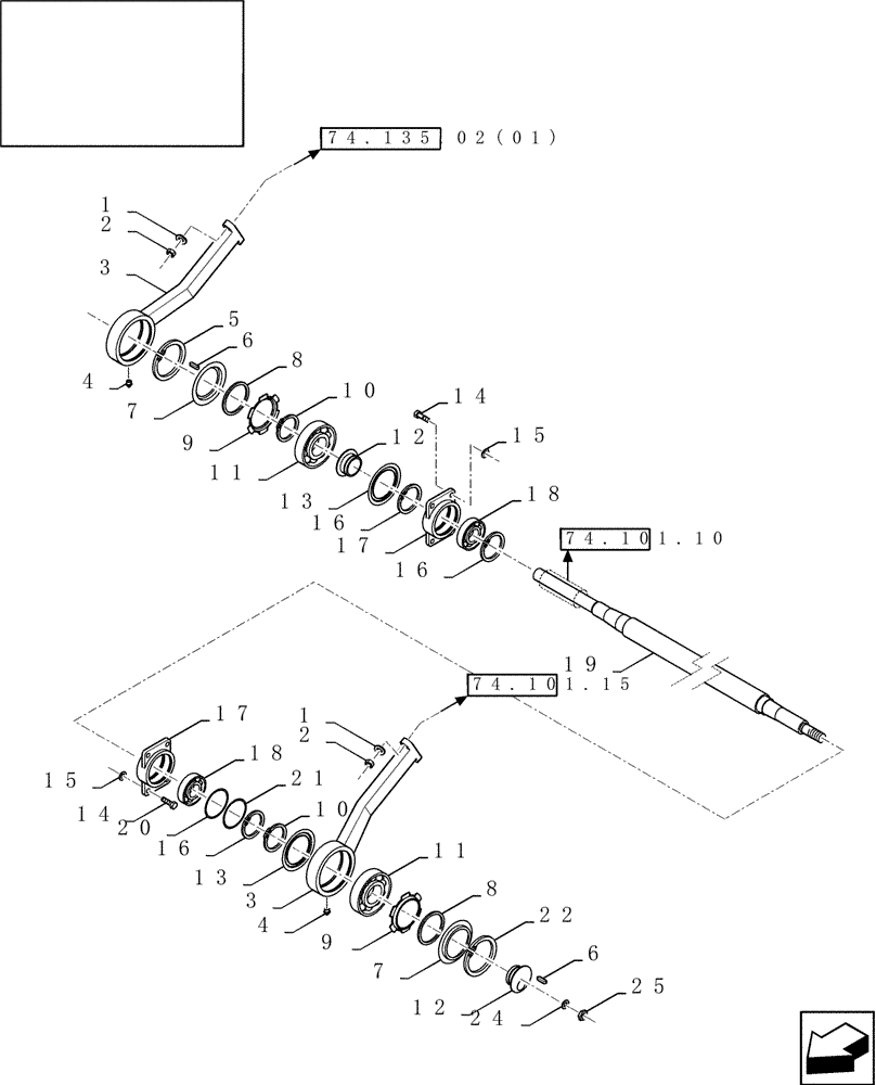Схема 913716, CASE IH 7230, розділ 74.101.13 · ECCENTRIC AND SHAKER SHOE DRIVE