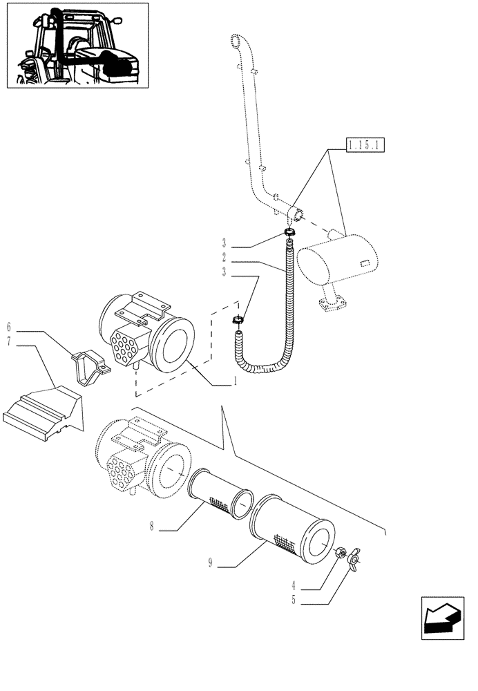 Схема 82034441, CASE IH MXM130, розділ 1.19.1/02 · (VAR.198) AIRCLEANER W/PRECLEANER