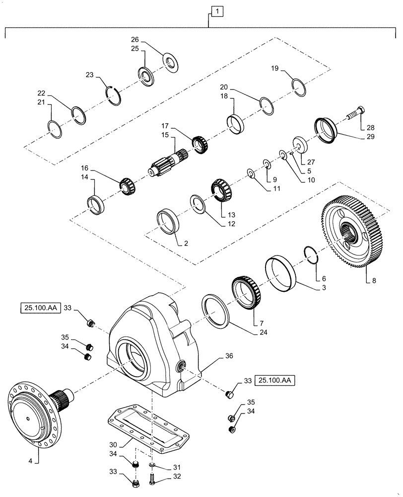 Схема 87354349, CASE IH 6140, розділ 25.310.AB · FINAL DRIVE ASSY; (VAR) 425296016, 425297016, 425300026, 425300036, 425301026, 425301036
