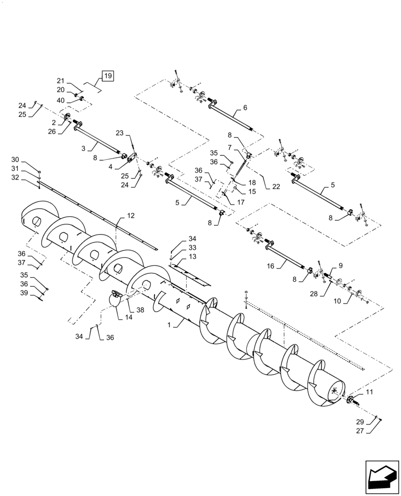 Схема 86974088, CASE IH 2060-17, розділ 58.120.AD · FEED AUGER, 17FT