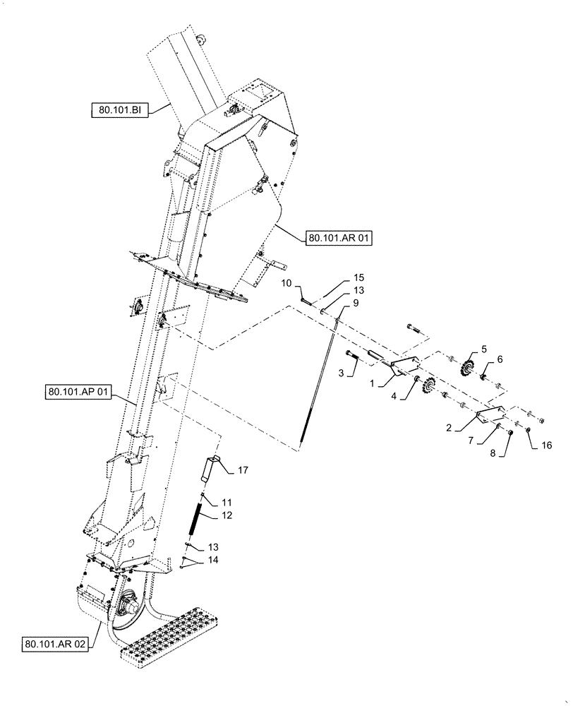 Схема 47687702, CASE IH 6088, розділ 80.101.AN · TENSIONER, CLEAN GRAIN ELEVATOR DRIVE