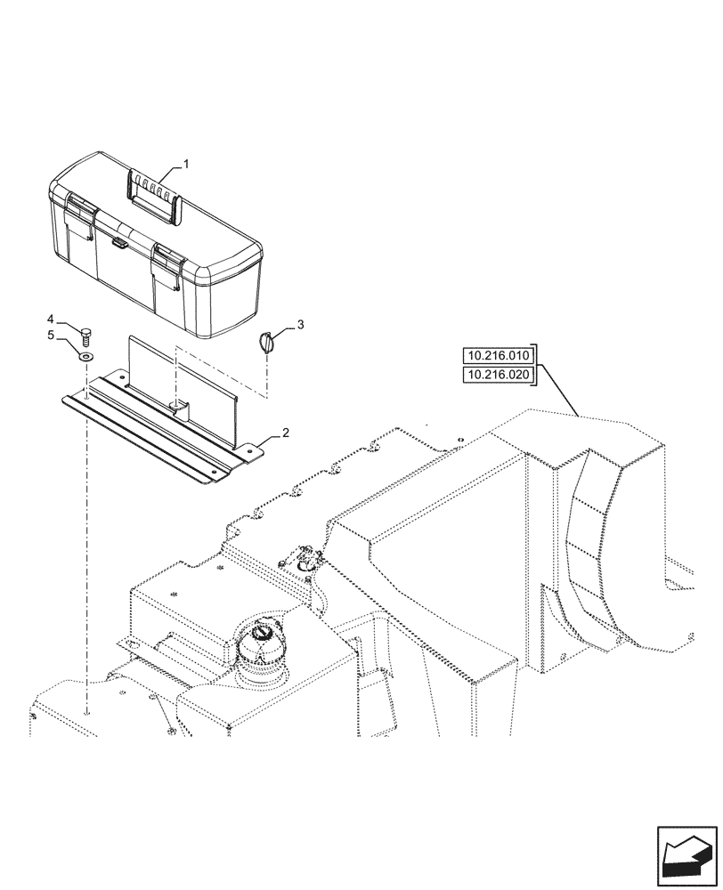 Схема 87299413, CASE IH LUXXUM 120, розділ 88.100.170 · VAR - 336763, 336764, 390420 - TOOL BOX; (VAR) 336763370, 336764370, 390420371