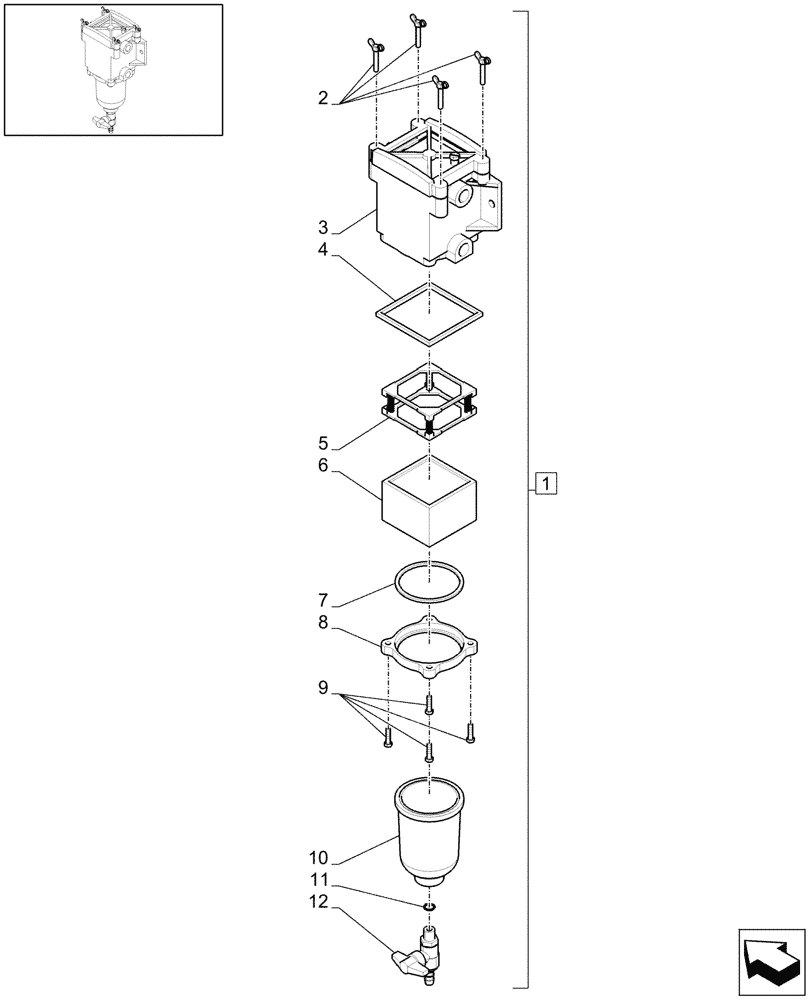 Схема 336430A1, CASE IH MAXXUM 110, розділ 1.14.6/ B · VAR - 330103 - FUEL FILTER/WATER SEPARATOR - BREAKDOWN