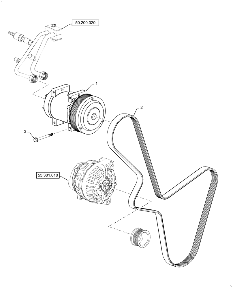 Схема 84292913, CASE IH 7150, розділ 50.200.010 · COMPRESSOR, AIR CONDITIONER
