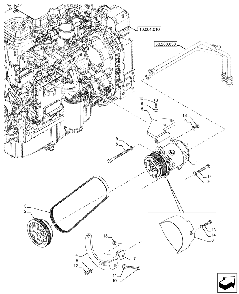 Схема 84058795, CASE IH FARMLIFT 737, розділ 50.200.020 · VAR - 749193 - AIR CONDITIONING, COMPRESSOR; (VAR) 749193001, 749193011