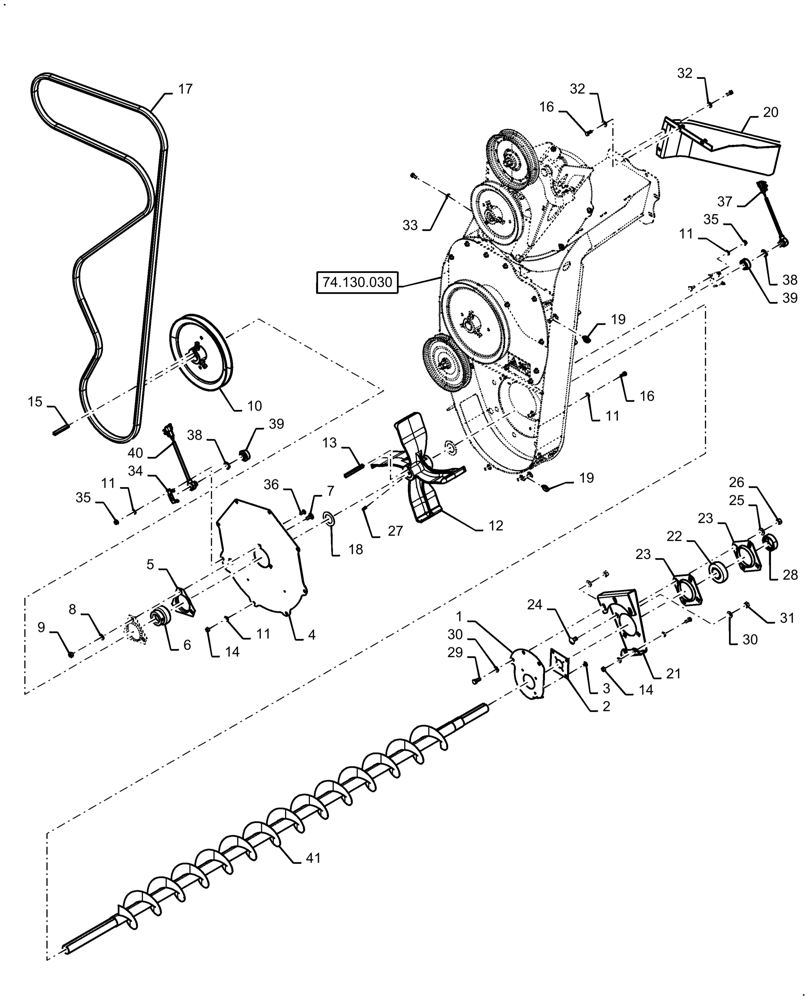 Схема 84402650, CASE IH 8250, розділ 74.140.020 · AUGER DRIVE, TAILINGS DELIVERY; (VAR) 425198096, 425621006, 425624006, 425668006