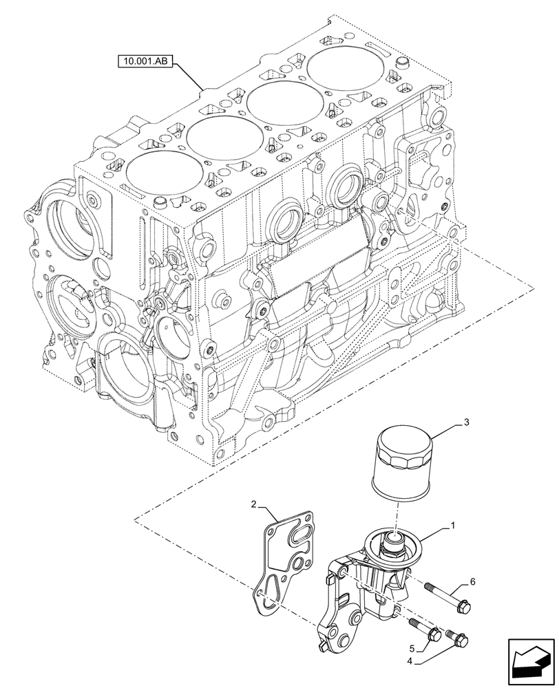 Схема 47535939, CASE IH F5DFL413H A045, розділ 10.304.020 · ENGINE OIL FILTER