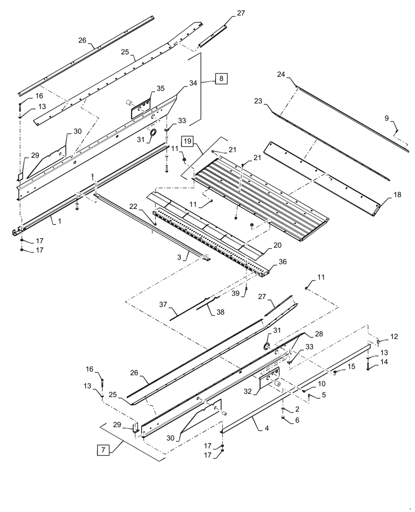 Схема 84169374, CASE IH 7150, розділ 74.114.010 · UPPER SIEVE FRAME