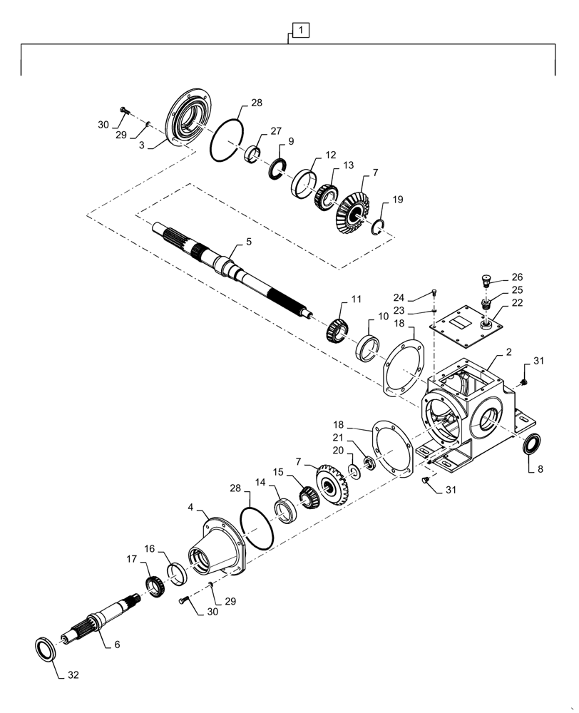 Схема 181287C1, CASE IH 7150, розділ 72.350.011 · CHOPPING UNIT GEARBOX