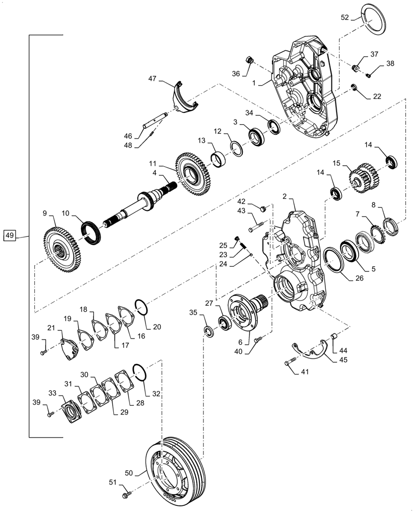 Схема 87555831, CASE IH 7150, розділ 60.120.040 · GEARBOX, HEADER, 2-SPEED; (VAR) 425082076, 425087086, 425126086
