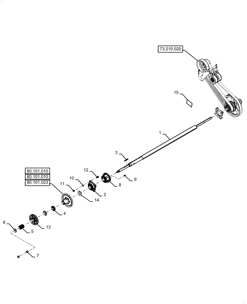 Схема 47661876, CASE IH 8250, розділ 73.210.040 · STRAW CHOPPER, LINKAGE, MANUAL OVERRIDE; (VAR) 425596016, 425597016, 425598016, 425599016, 425600026, 425600036, 425601026, 425601036, 425602016, 425735026, 425735036, 425736016
