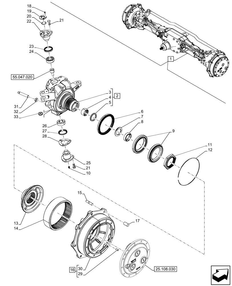 Схема 5133737, CASE IH PUMA 175, розділ 25.108.010 · VAR - 391156 - FRONT AXLE, STANDARD, COMPONENTS, STEERING KNUCKLE, RH; (VAR) 332438906, 332438907, 332438908, 343751902, 343751903, 343752902, 343752903, 392156906, 392156907, 392156908