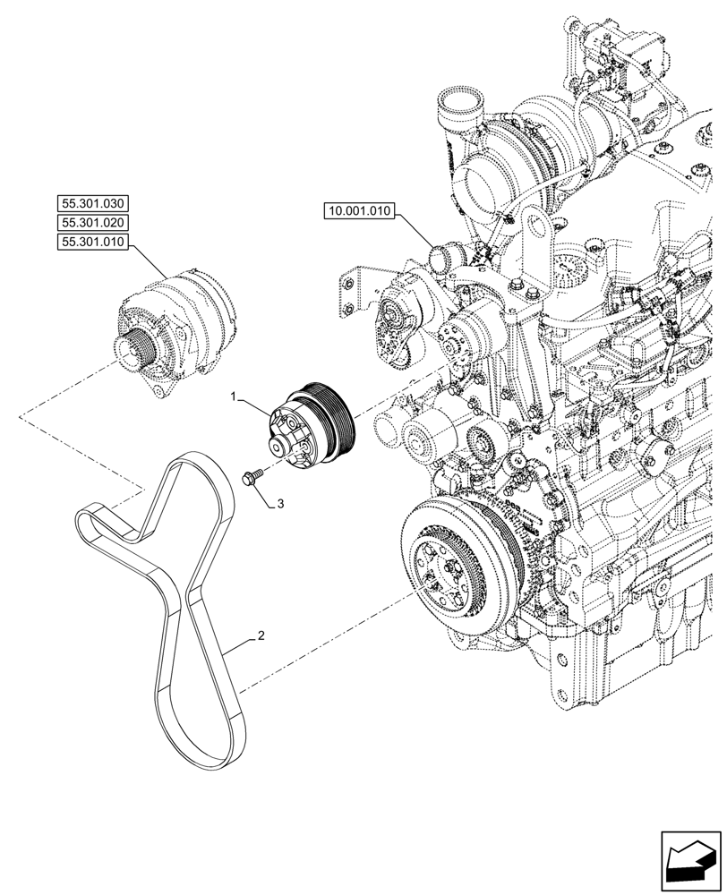 Схема 84229205, CASE IH PUMA 175, розділ 10.414.010 · VAR - 393015 - FAN, PULLEY, BELT; (VAR) 393036902, 393036905, 393036906, 393036912, 393036915, 393036916