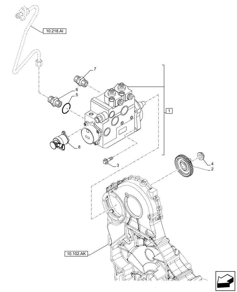 Схема 5801486599, CASE IH F3HGE613B V012, розділ 10.218.050 · FUEL INJECTION PUMP