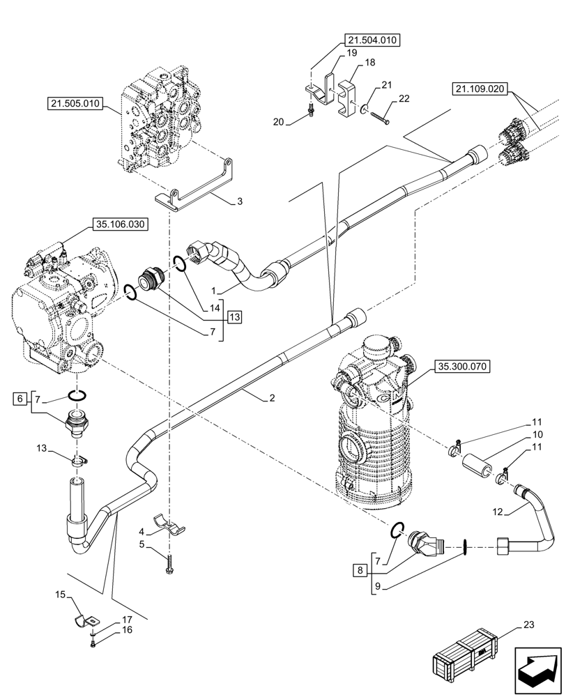 Схема 9824051, CASE IH PUMA 175, розділ 21.109.010 · VAR - 391138, 758022, 758870 - TRANSMISSION, CVT, PUMP, OIL COOLER LINE; (VAR) 332342912, 332342913, 332342914, 332342915, 338963911, 338963912, 338963913, 392138912, 392138913, 392138914, 392138915