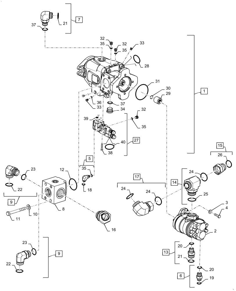 Схема 570186, CASE IH 7150, розділ 35.106.010 · TANDEM GEAR PUMP