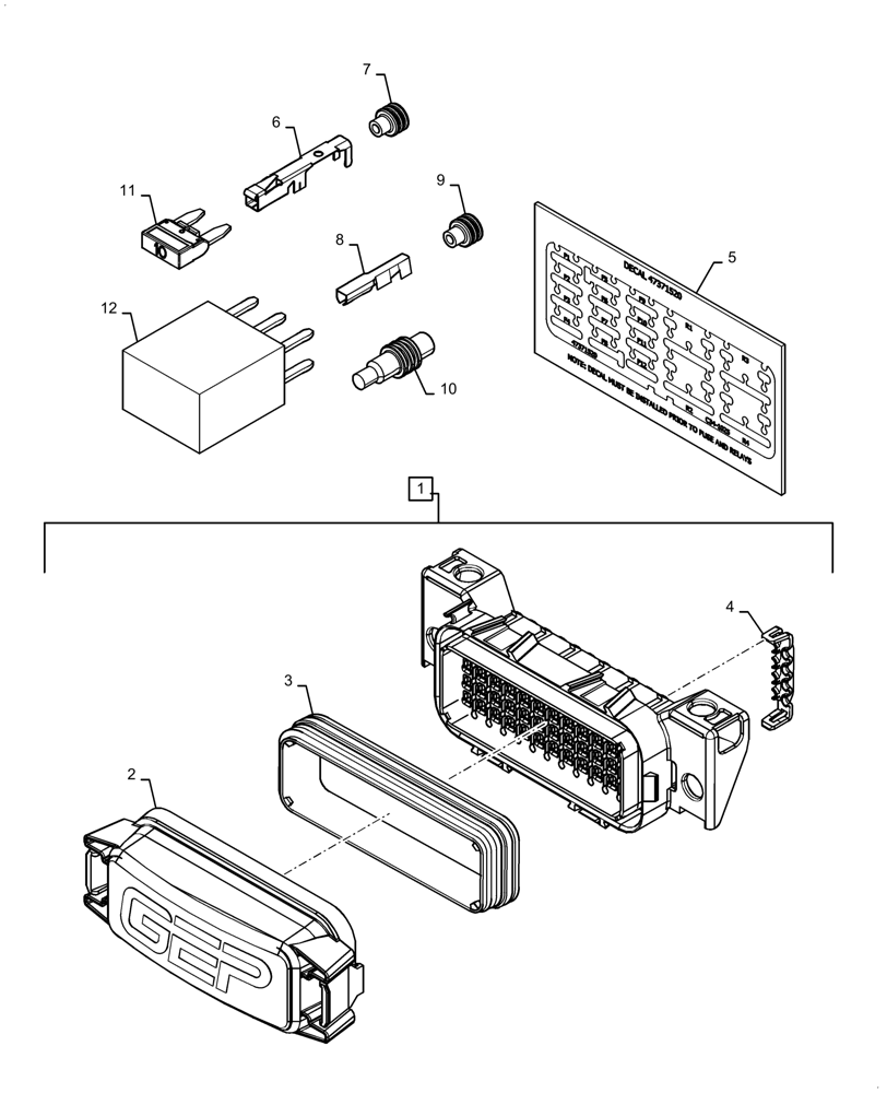 Схема 87696396, CASE IH MAGNUM 400, розділ 55.015.120 · FUSE BOX, RELAYS, ENGINE, STAGE V; (VAR) 7ML02GG22, 7ML02GG23, 7MM02GG22, 7MM02GG23, 7MN02GG22, 7MN02GG23, 7MP02GG22, 7MP02GG23, 7MR02GG22, 7MR02GG23