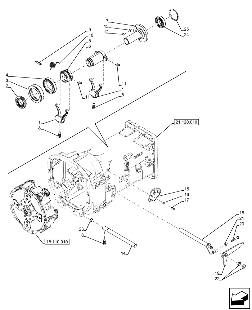 Схема 47127081, CASE IH FARMALL 55C, розділ 18.100.030 · VAR - 743546, 744576 - MECHANICAL, TRANSMISSION, CLUTCH, CONTROL LEVER, CAB; (VAR) 335616485, 335616486, 335616489, 335616490, 390112485, 390112486, 390112489, 390112490