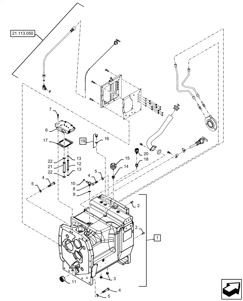 Схема 1971726C1, CASE IH MAGNUM 400, розділ 21.113.140 · TRANSMISSION HOUSING, SPEED TRANSMISSION; (VAR) 7MR04NM, 7MR04NMT, 7MR04NN