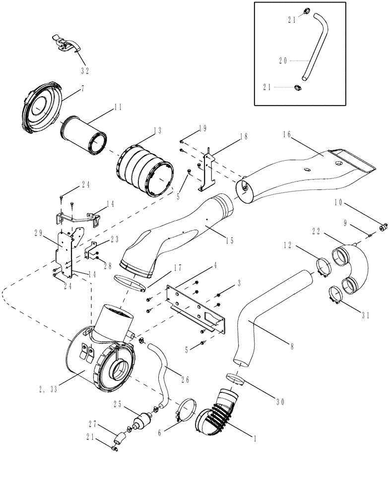 Схема 84475951, CASE IH MAGNUM 335, розділ 02-04 · AIR INDUCTION SYSTEM - STANDARD DUTY