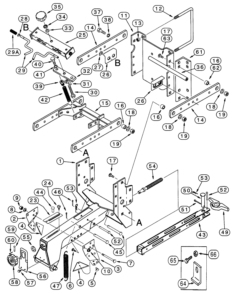 Схема 86624004, CASE IH 5500, розділ 9-36 · ROW UNIT FRAME - WITH QUICK ADJUST