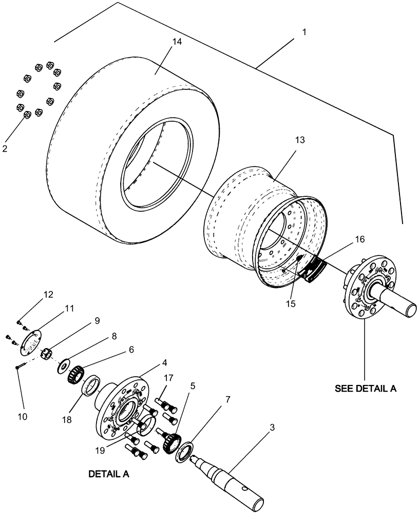 Схема 21884250, CASE IH 1260, розділ 44.100.04 · WHEEL ASSEMBLY - HIGH FLOAT TIRE AND HUB