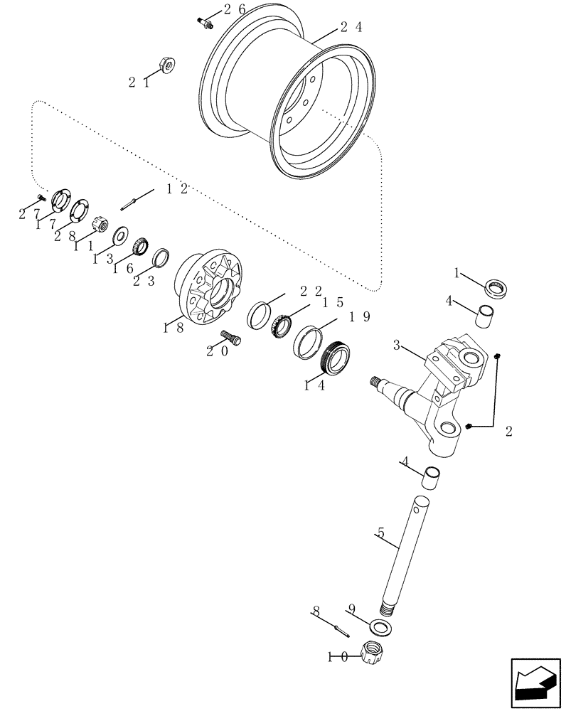 Схема 417734A1, CASE IH 2588, розділ 44.151.10 · AXLE, ADJUSTABLE - STEERING KNUCKLE, HUB AND WHEELS