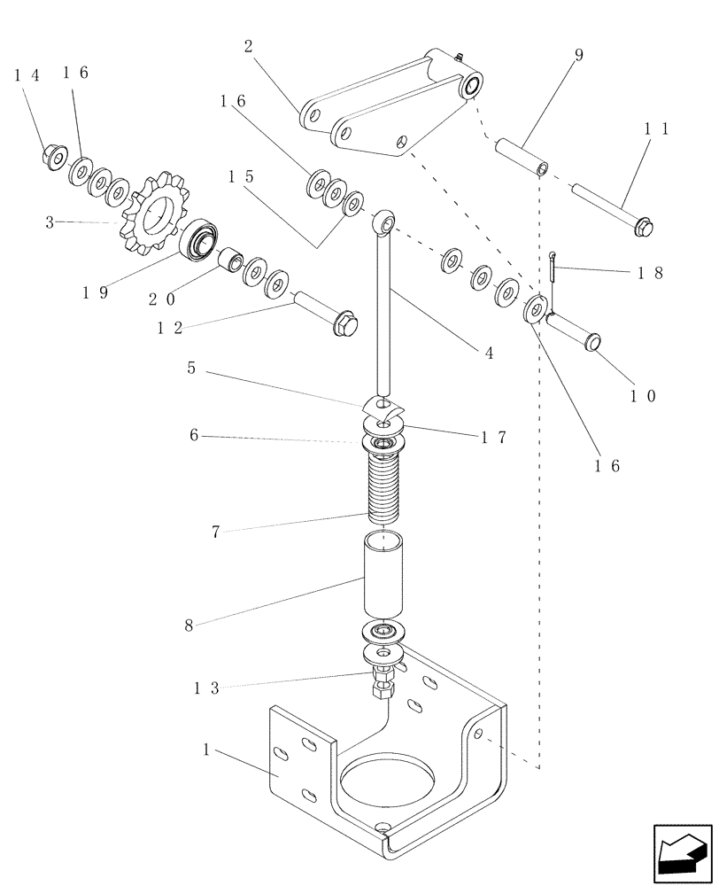 Схема 45396, CASE IH 6130, розділ 60.110.32 · IDLER ASSEMBLY, ROCK TRAP